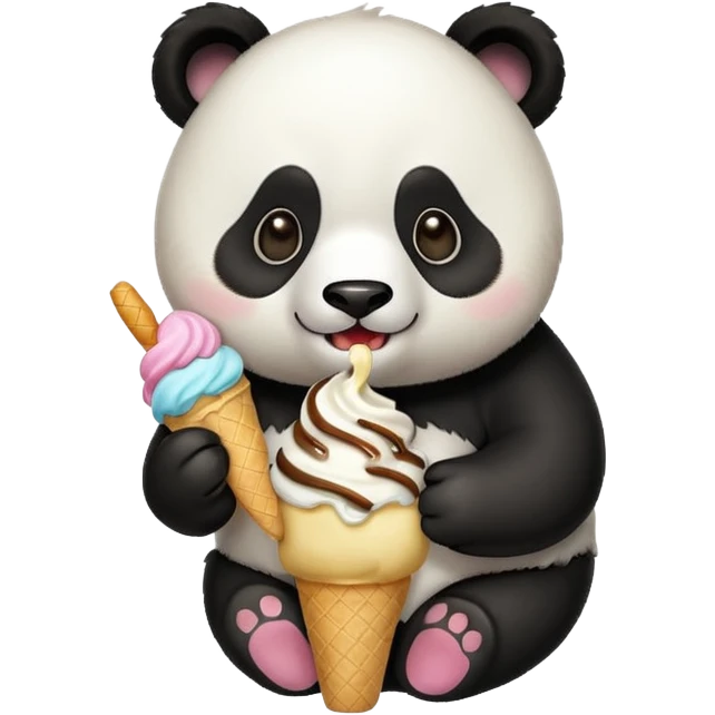 Panda eating ice cream emoji