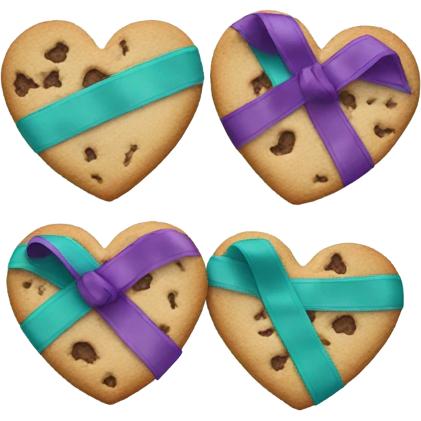 Cookie heart with teal purple support ribbon emoji