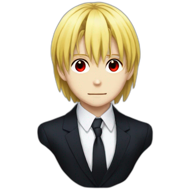 kurapika from hunter x hunter with black suits and red eyes emoji