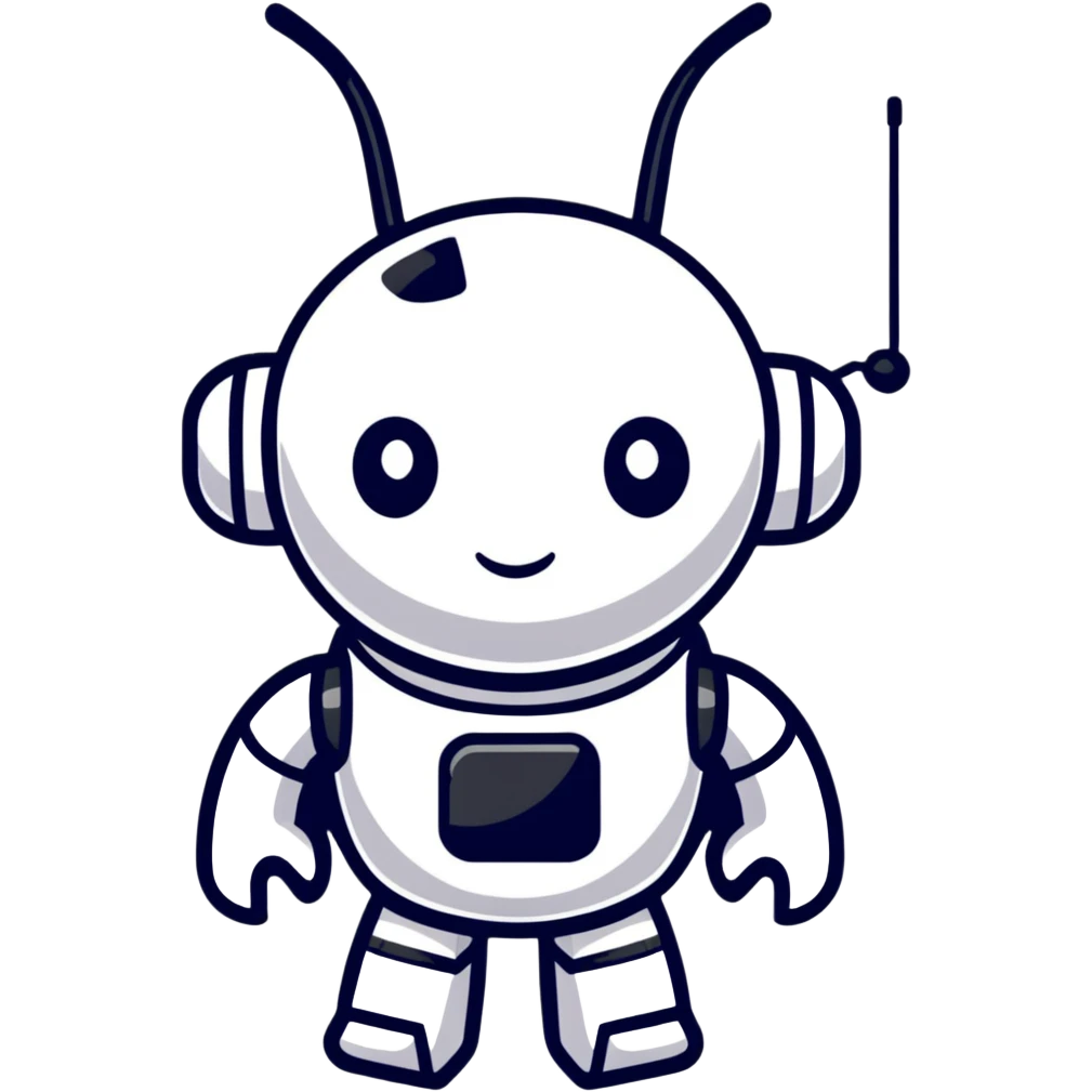 Cute android robot mascot with antenna emoji