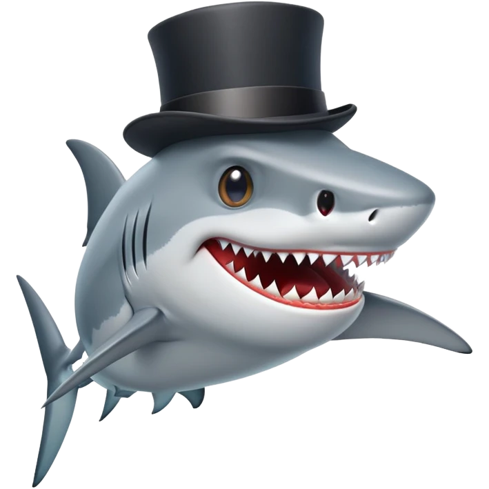 Shark with a top hat emoji