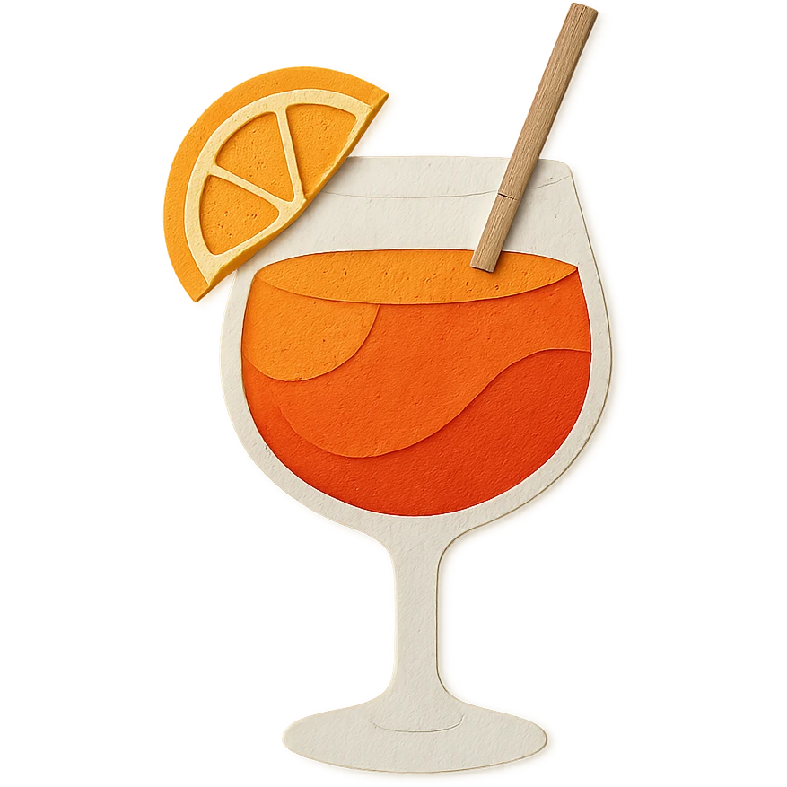 Aperol Spritz cocktail in paper craft style emoji