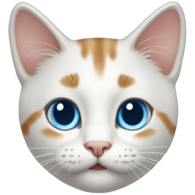 Cat white slightly ginger blue eyes and playful emoji