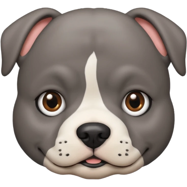 round circle puppy head uniform grey bleu staffy, stupid expression emoji