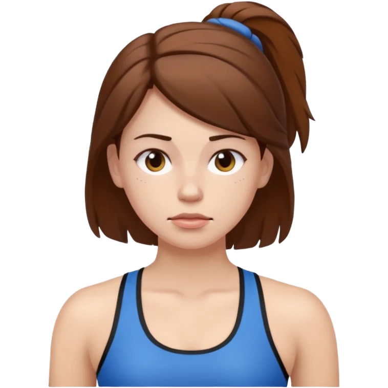 피곤해보이는, 운동복 입은 여자 / 흰피부 /  갈색머리 emoji