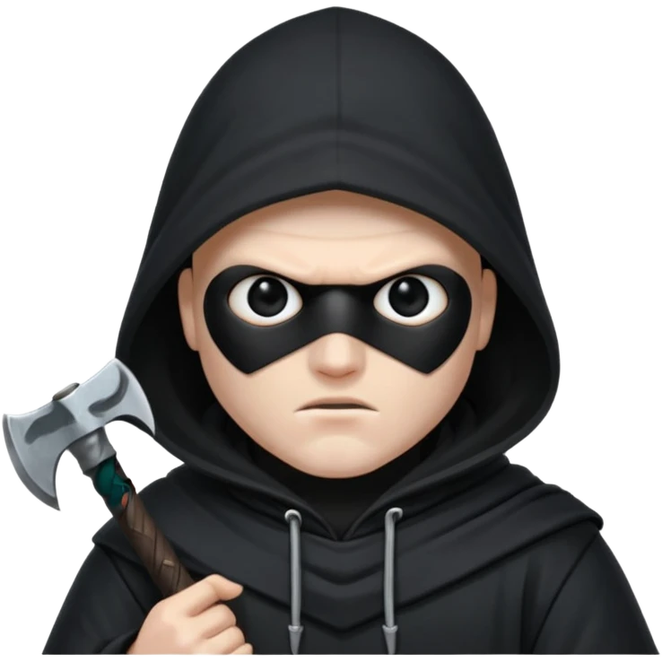 an executioner with a black hood so we can't see his face but only his eyes and an axe in his hand emoji