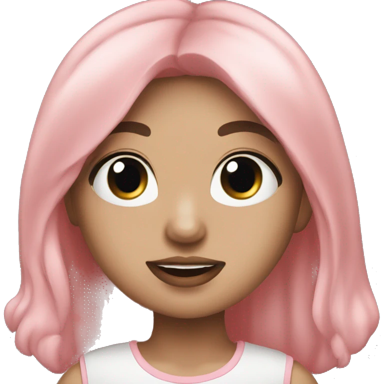 cute girl small pink lips long reddish black hair emoji