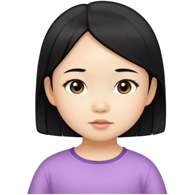toddler girl face, Asian eyes, light skin, straight black hair, no neck emoji