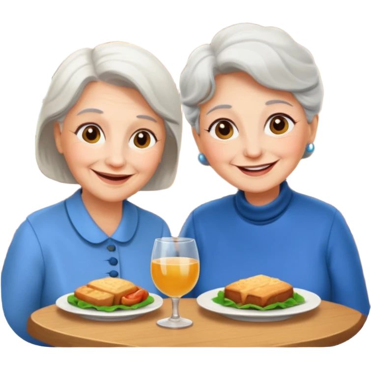 conversación dentro de un restaurant  dos personas y una de las persoans sea una abuela emoji