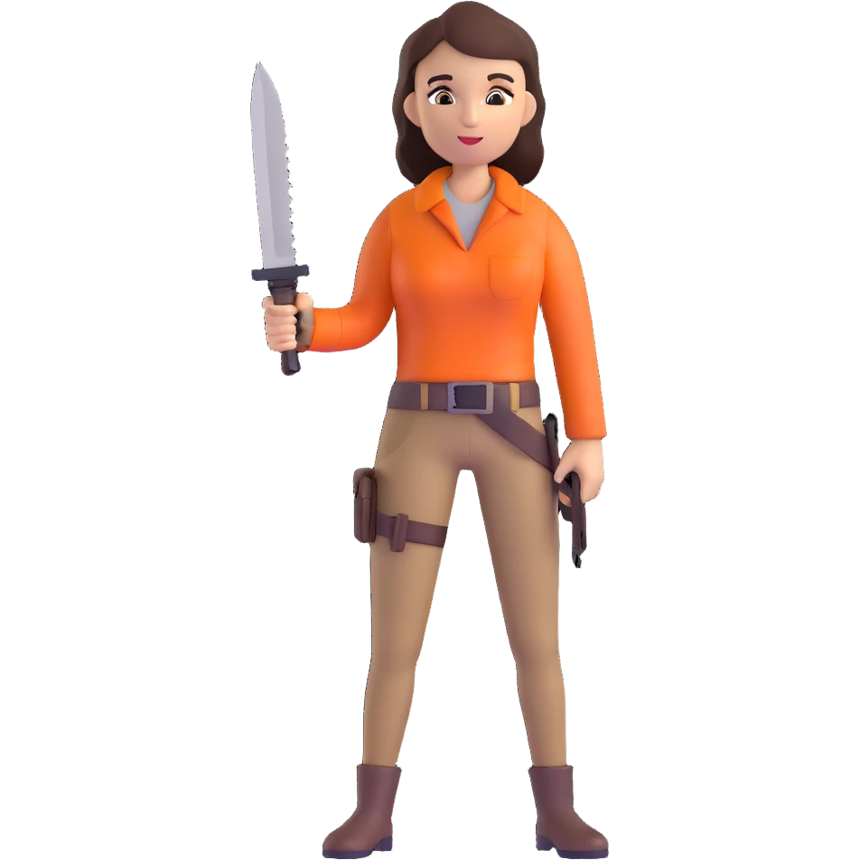 Outdoorsy woman with a survival knife emoji