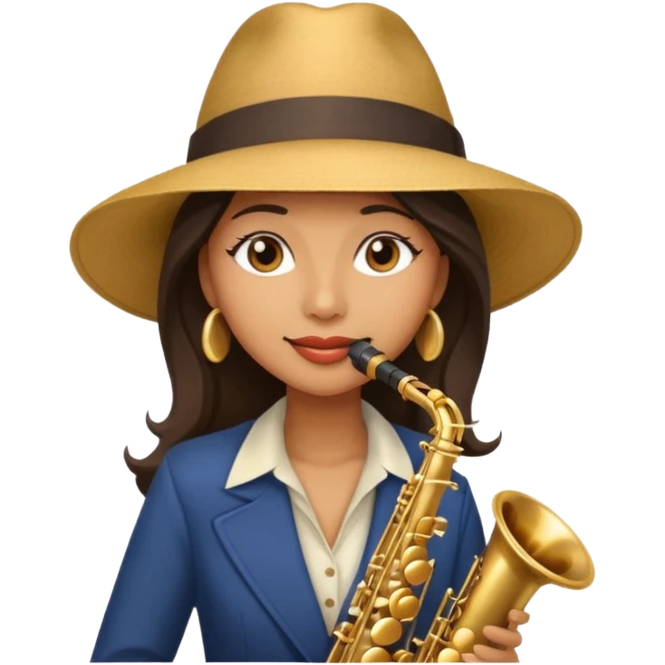 The woman in the hat playing the saxophone emoji