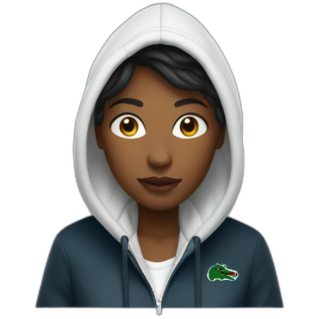 Black ladie using lacoste hoodie emoji