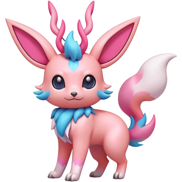 lush pastel-bright-vibrant warm-colored modern colorful neon-colored Fakémon-Digimon-Sylveon-Flareon-Pokémon-creature (full body) emoji