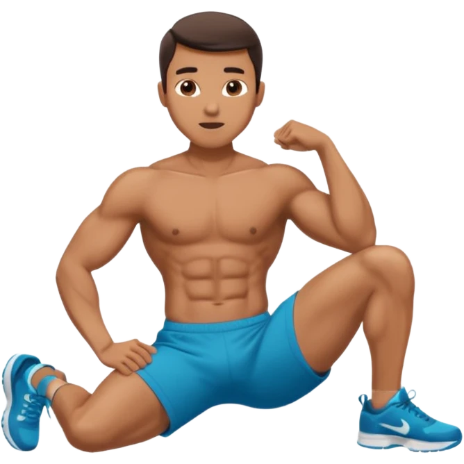 Man doing working out, doing crunches in athletic clothes emoji