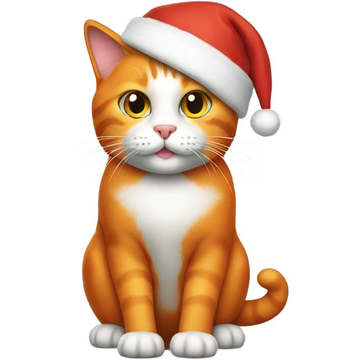 Orange cat wearing Santa suit emoji