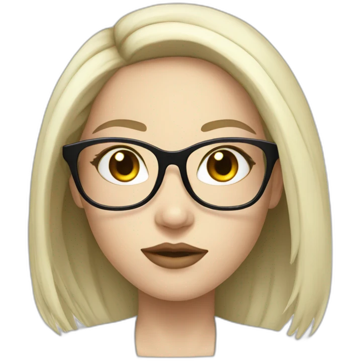 Glasses sexy girl with black long hair and white skin emoji