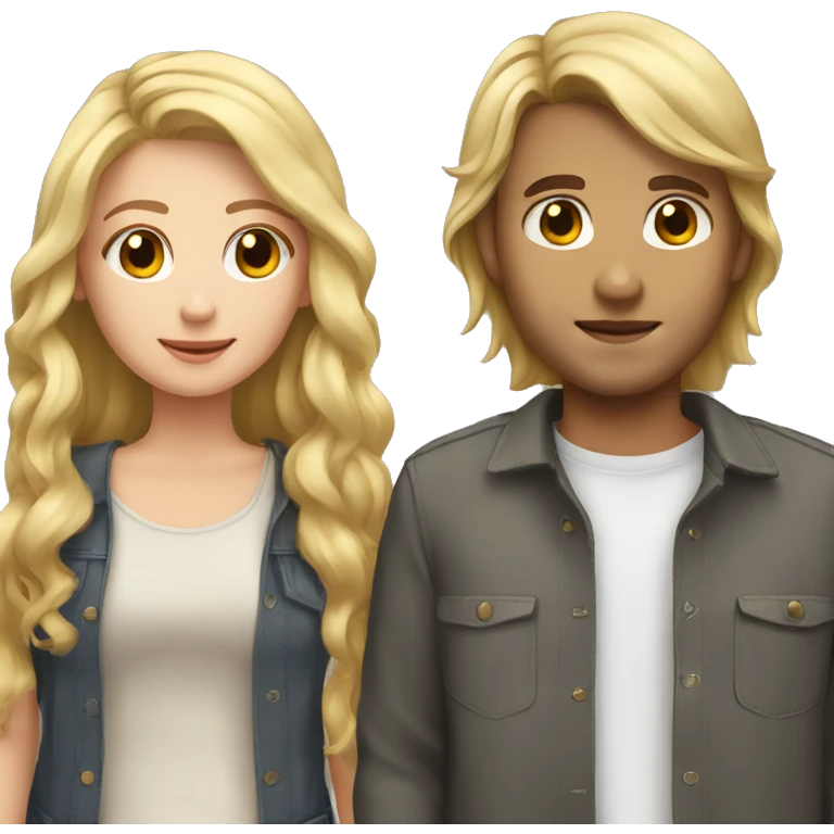 Boyfriend blond hair and girlfriend brown hair emoji