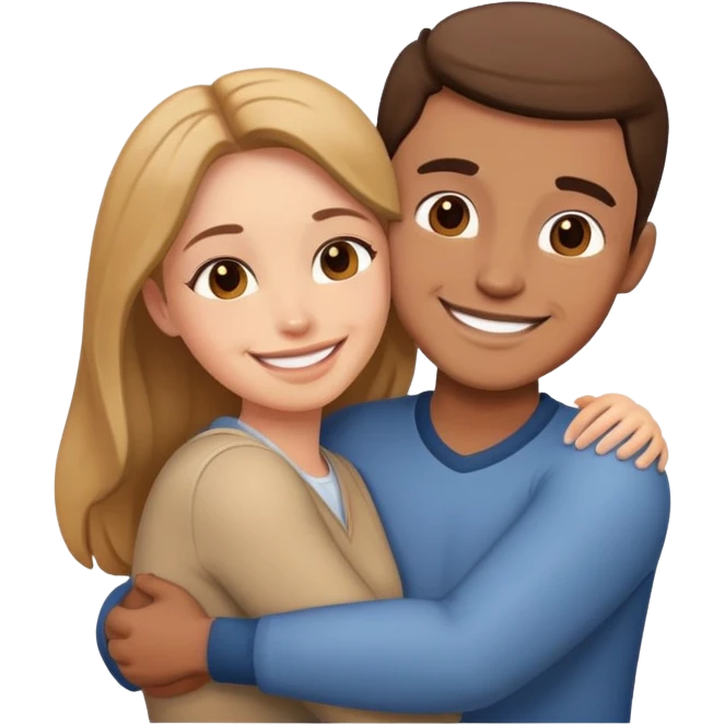 A man hugging another woman emoji