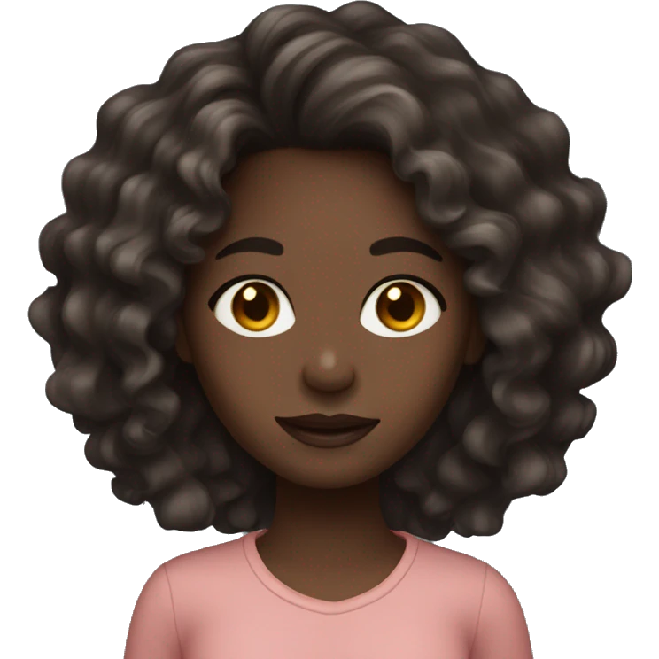 Dark skinned girl, wavy hair, hoop earrings  emoji