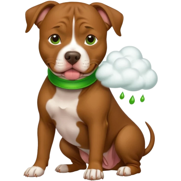 brown pit bull dog with green burp cloud  emoji