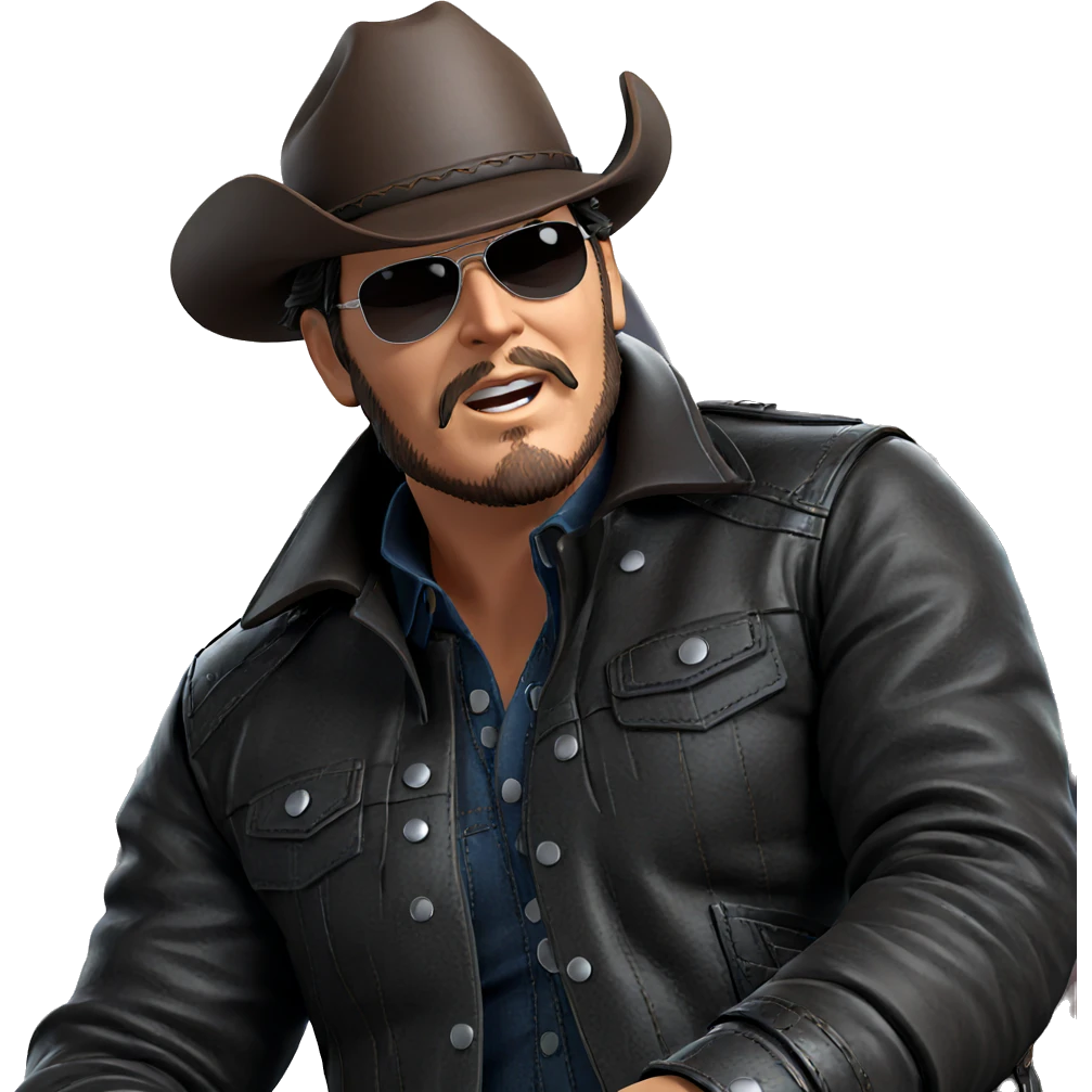 stylish cowboy in leather jacket emoji