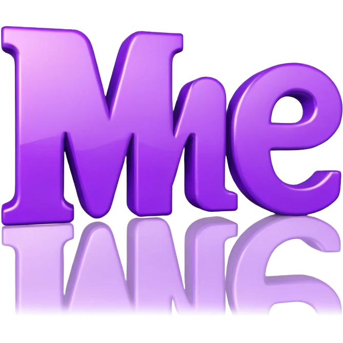 3D text that spells "me" in a shiny purple font  emoji
