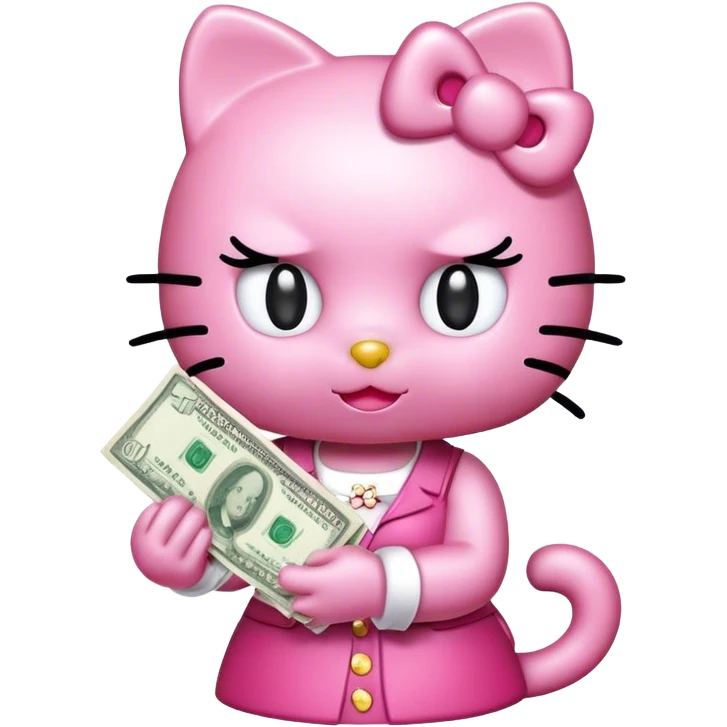 hello kitty holding money spread emoji