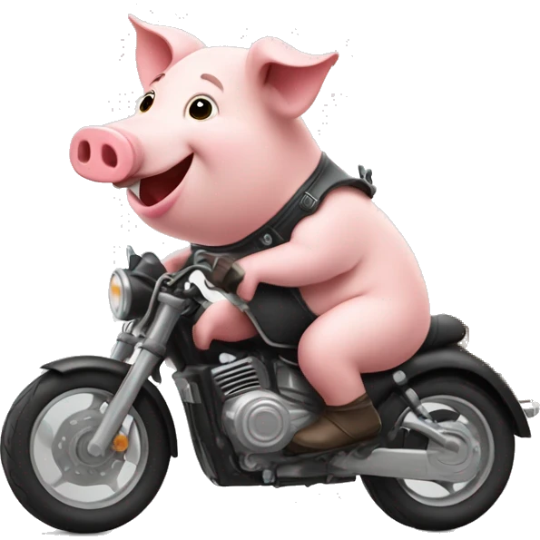 a happy pig cute as motorcycly delivery emoji