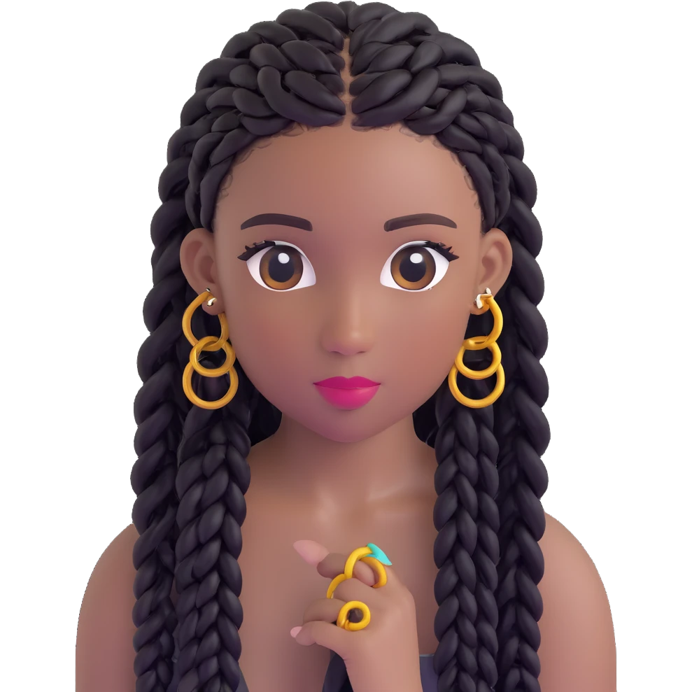 black box braids with decorative rings emoji