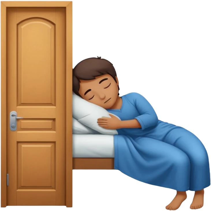 emoji of a person sleeping on a door labeled 'opportunity' with transparent background alpha channel emoji
