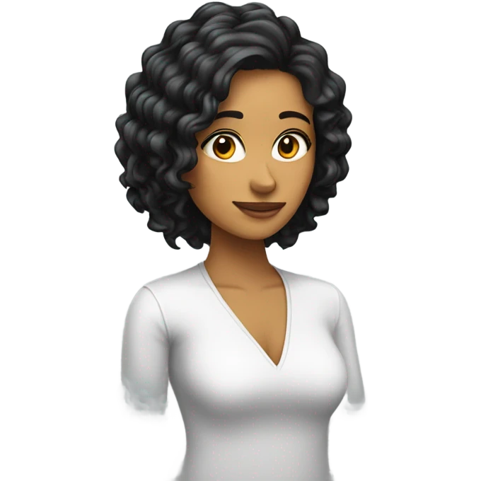 chica blanca y cabello negro lacion emoji