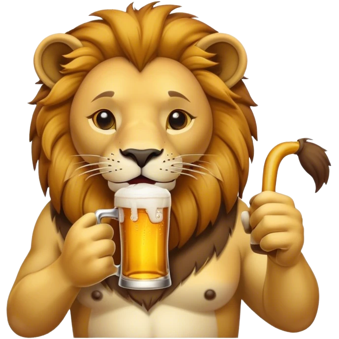 lion qui boit une bière  emoji