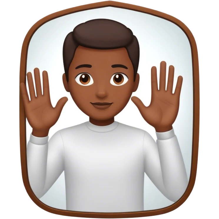 a person through a mirror. self-love high fiving emoji