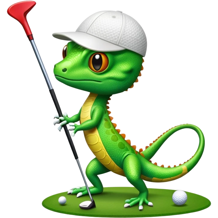 Gecko playing golf emoji