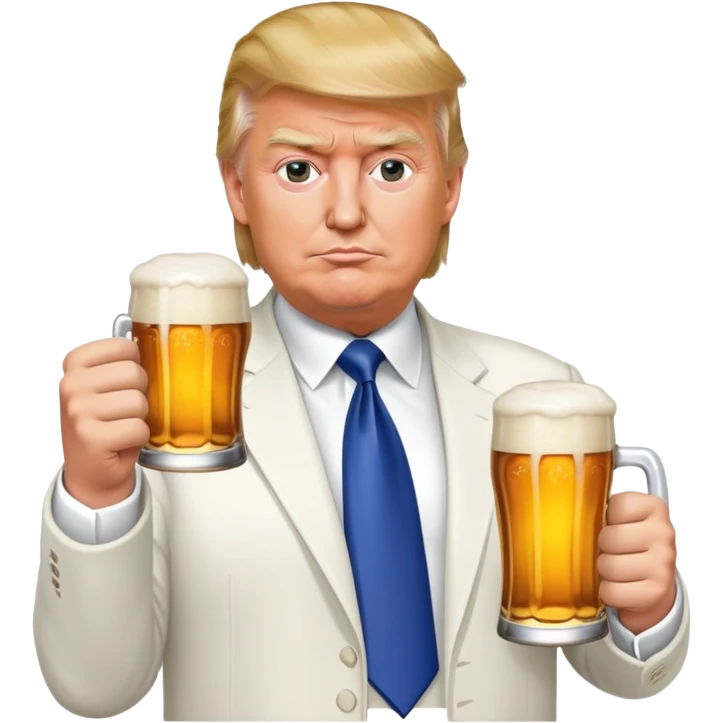 Donald Trump holding a beer emoji