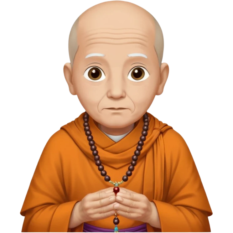 An elderly monk with prayer beads, calm eyes, and wise presence.
 emoji