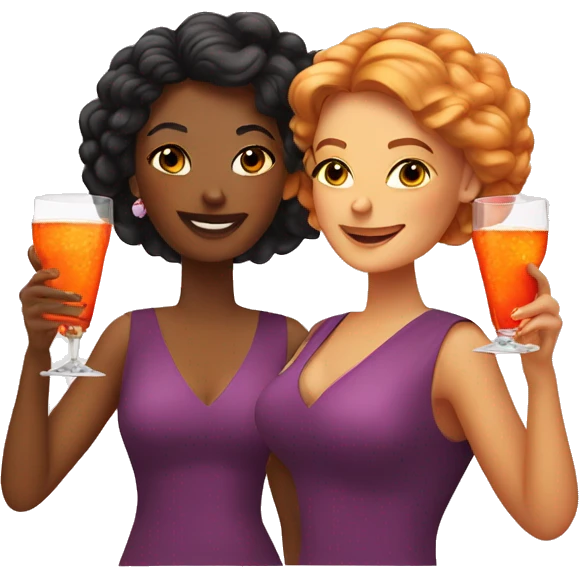 Three bright women drinking aperol spritz emoji