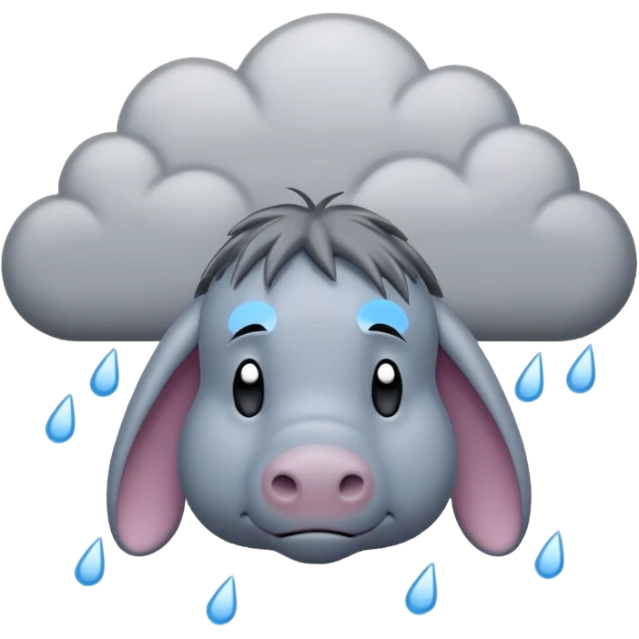 Eeyore under a raining cloud emoji