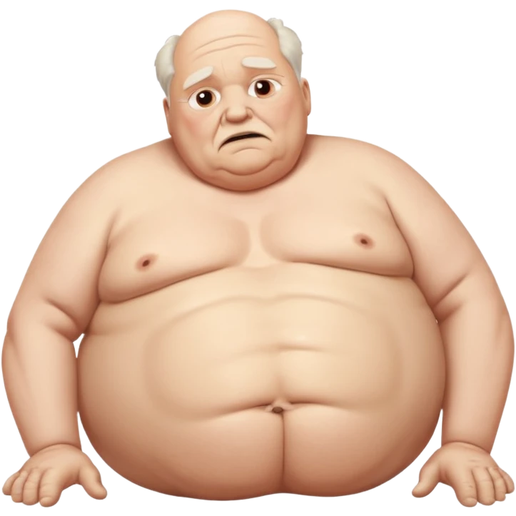 elderly overweight white man with no clothes on lying dead on the ground emoji