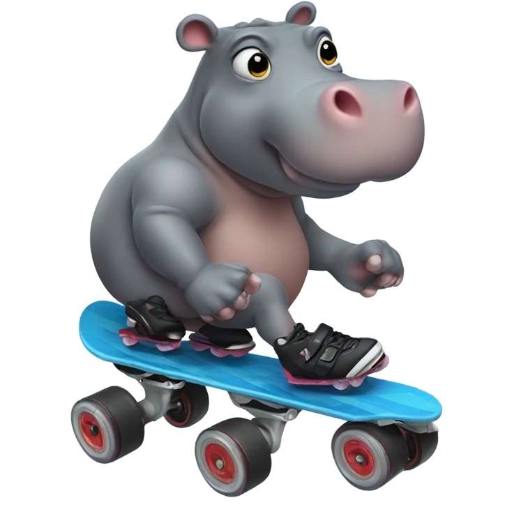 Hippo in rollerblades emoji