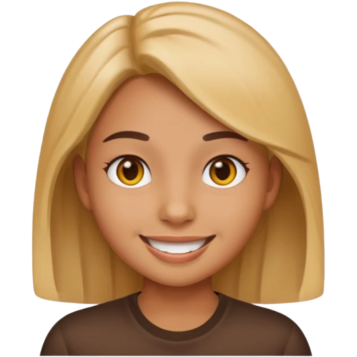 A girl tan skin face emoji with skin head styled. emoji