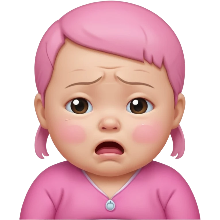 a portrait of crying baby , wearing pink clothes emoji