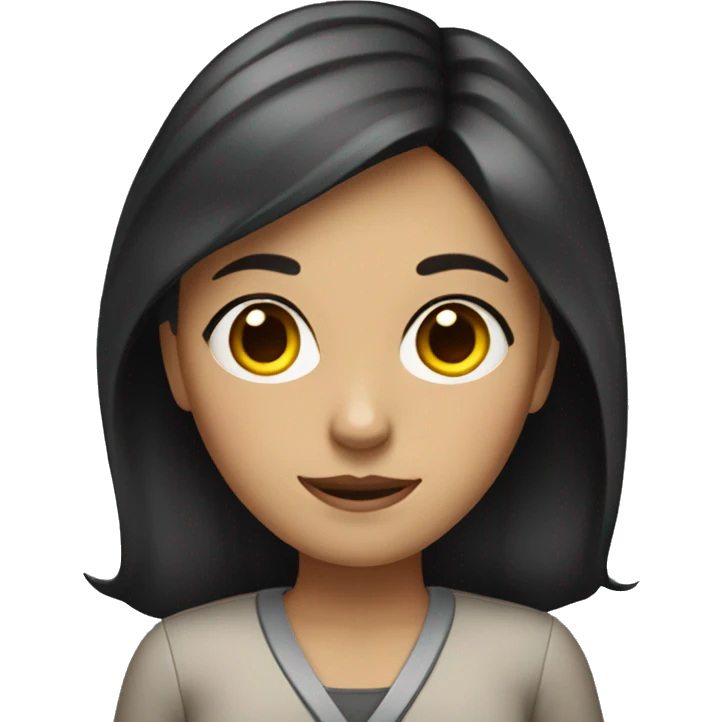 the girl shows appearance with dark eyes and dark hair works as a teacher emoji