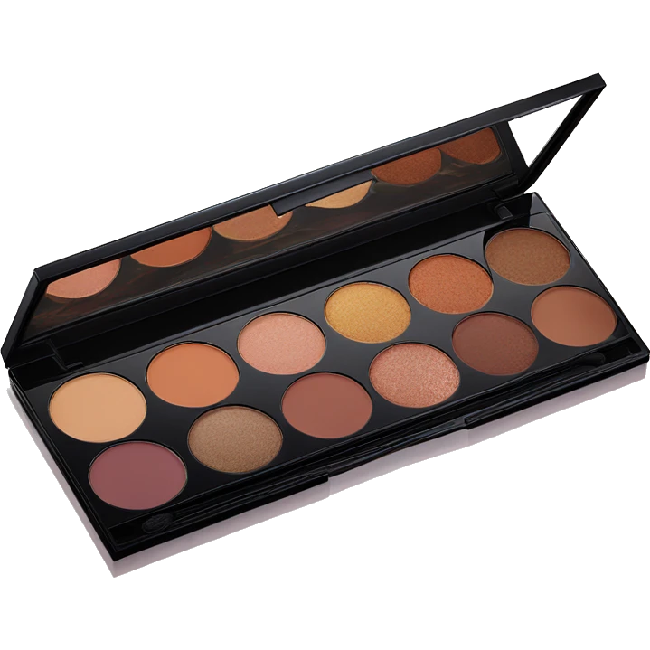 A 9-shade Dior eyeshadow palette with warm tones, embossed logos, and a clear lid. emoji