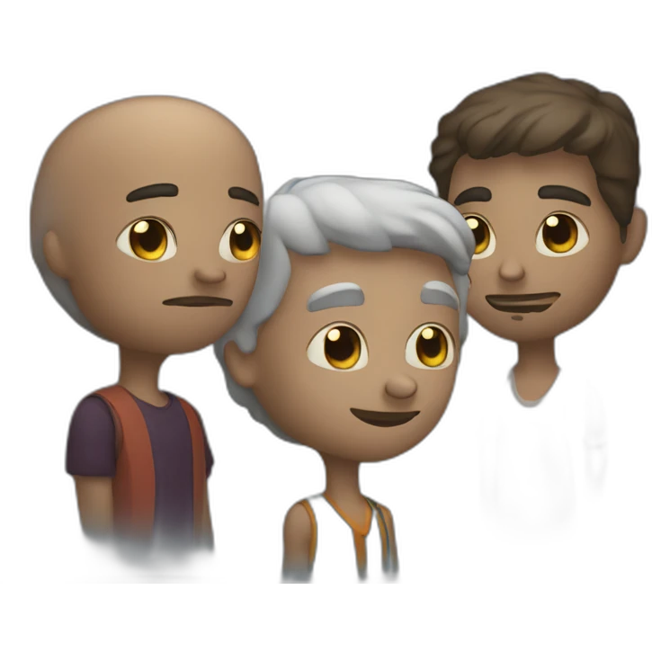 two white guys and a chicano looking at the moon emoji