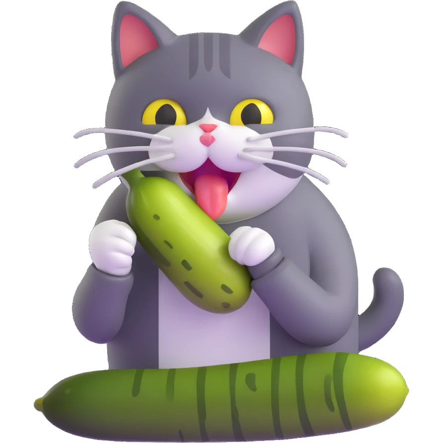 cat eating a pickle emoji