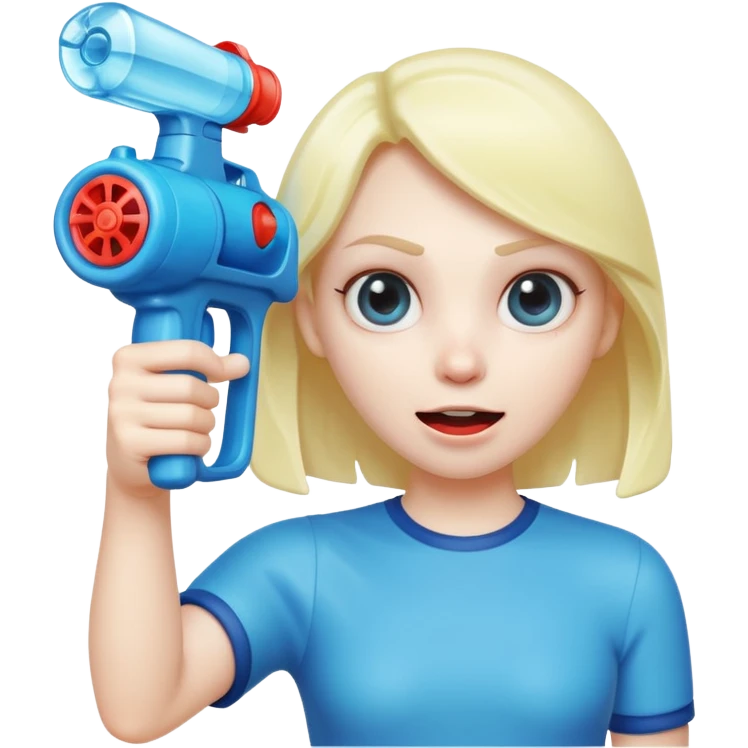 Creepy face pointing a water gun at the screen emoji
