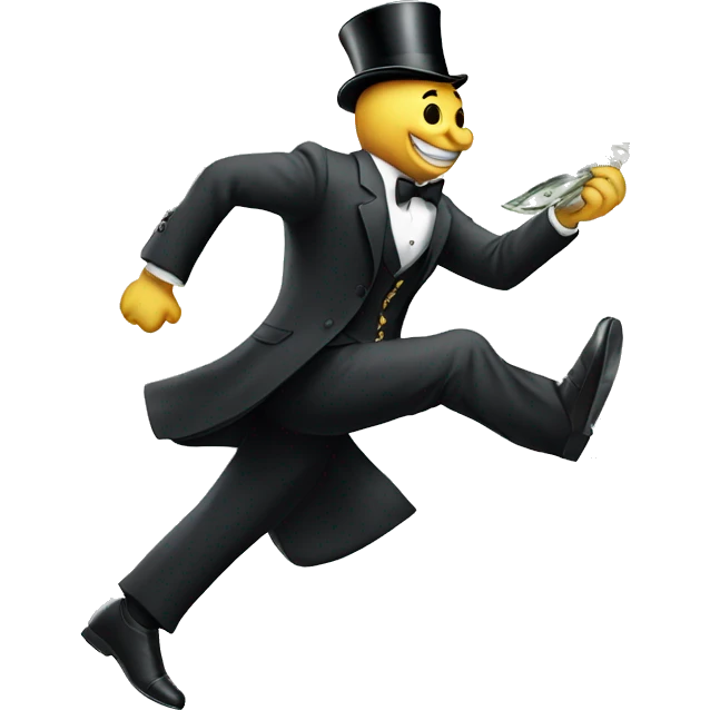 A monopoly man running with money  emoji