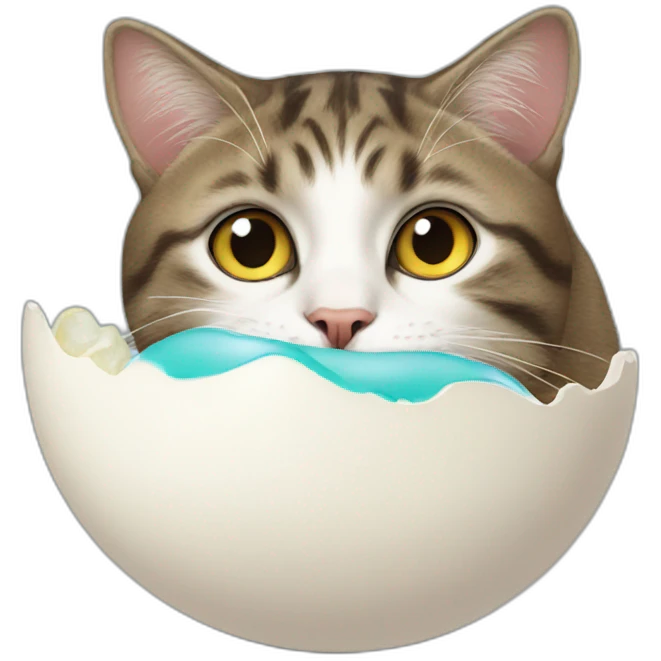 cat eating egg emoji