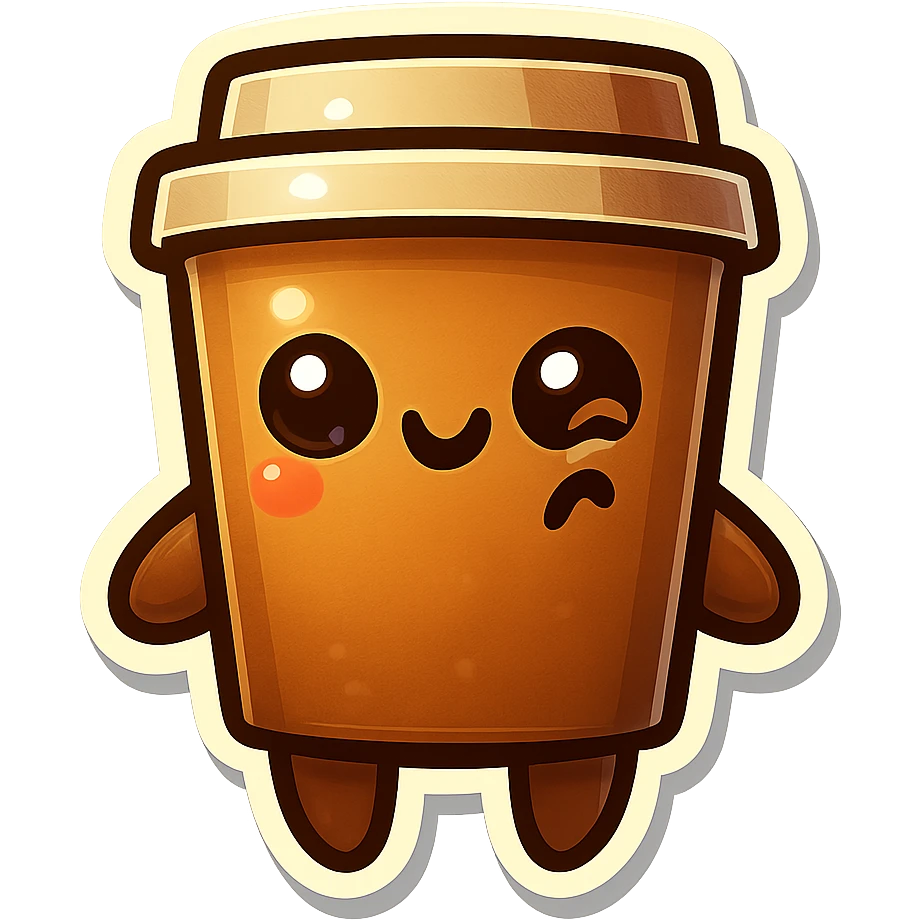 Tall coffee cup, flirty wink emoji